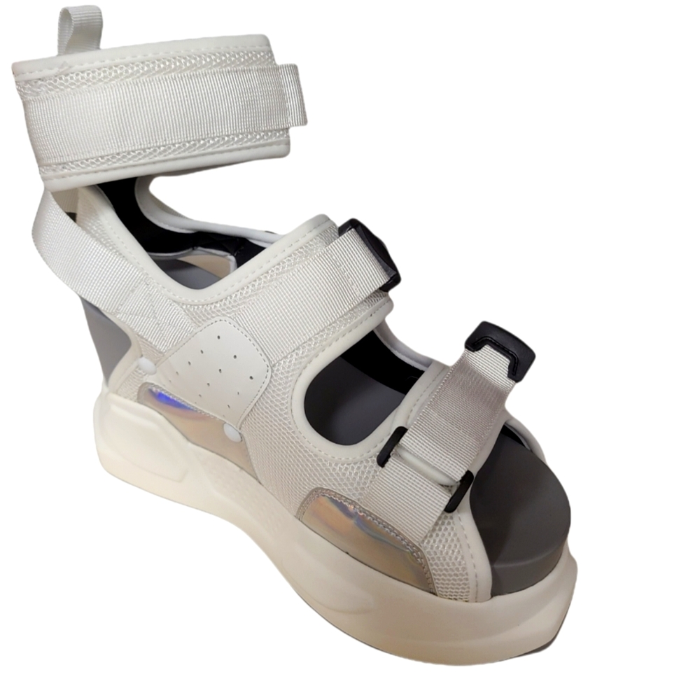 Anthony Wang Wedge Ankle Strap Sandals White 9